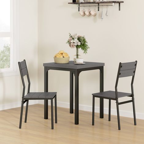 Ensemble à manger en 3 pièces ensemble salle à manger 1 table 2 chaises MDF métal - Couleur: Gris (1/4)