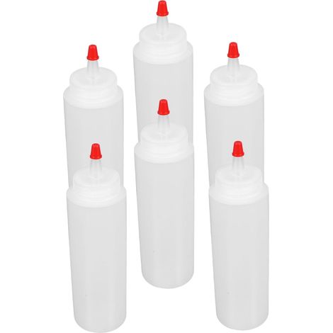 Lot De 6 Flacons À Sauce Vides Avec Embout De Précision Pour Vinaigrette Ketchup 250 Ml (1/5)