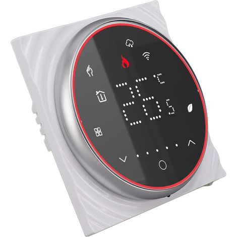 Thermostat intelligent sans fil Wi-Fi programmable pour le chauffage de l'eau, commande vocale via application, AC95-240V, base carrée, noir