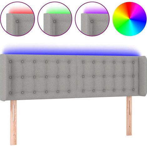 Maison Exclusive - Cabecero con LED de tela gris claro 147x16x78/ (1/5)