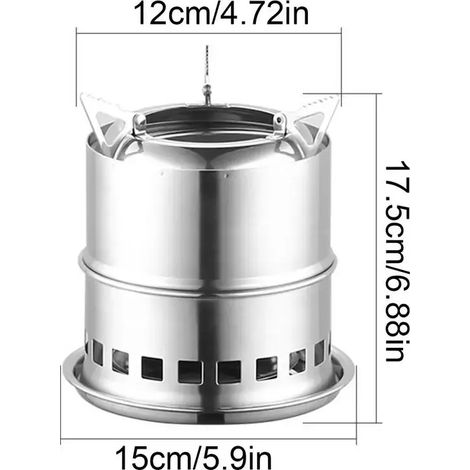 Réchaud de camping portable à bois, mini réchaud léger en acier inoxydable, barbecue de pique-nique, brasero de voyage sans fumée, réchaud de cuisson portable (1/5)