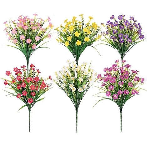 Pour une utilisation en extérieur, 6 bouquets de plantes artificielles d'extérieur, fleurs artificielles résistantes aux UV.-AquaForge
