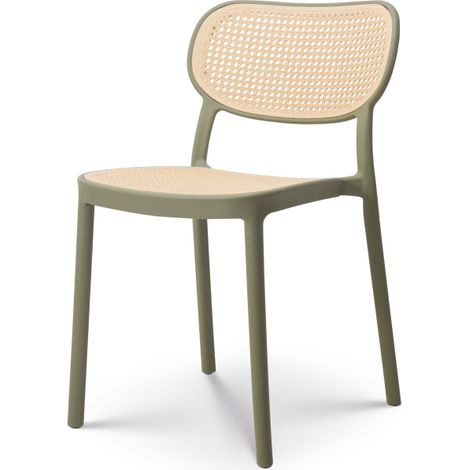 Kosmi – Chaise de salle à manger empilable en résine polypropylène – Style vintage – Dossier cannage robuste – Facile d'entretien (1/5)