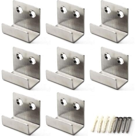 Support mural pour carrelage en céramique - Crochet mural en acier inoxydable Argent (Lot de 8) (1/5)