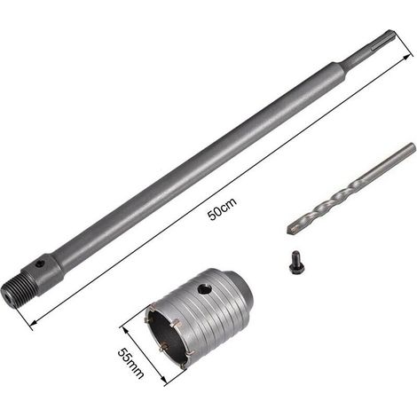 Fresa A Tazza 55 Mm Asta Prolunga . 50 Cm Per Trapano Attacco Sds Plus