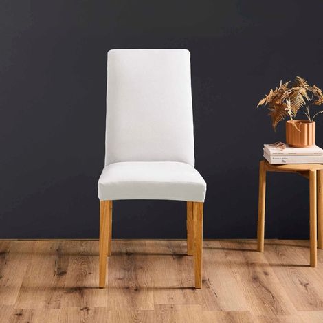 Housse de chaise extensible en polyester coloris blanc (1/4)