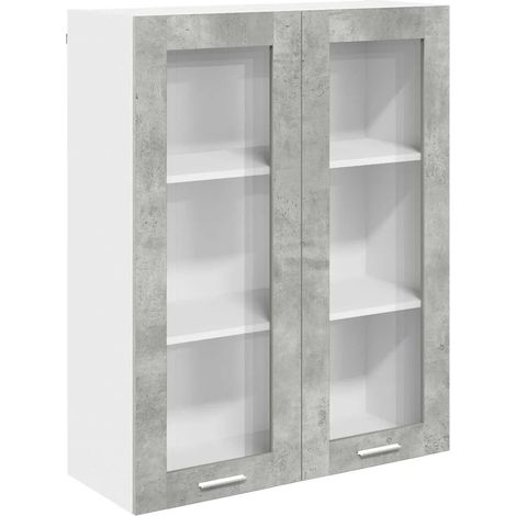 Armadio pensile moderno design interno grande spazio di archiviazione 80 x 31 x 100 cm in legno ingegnerizzato grigio cemento 020053436