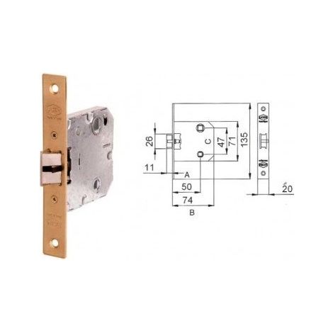 PICAPORTE 6135BC HL 050 R GRANEL MADERA 6135BCHL050I - DOM-MCM