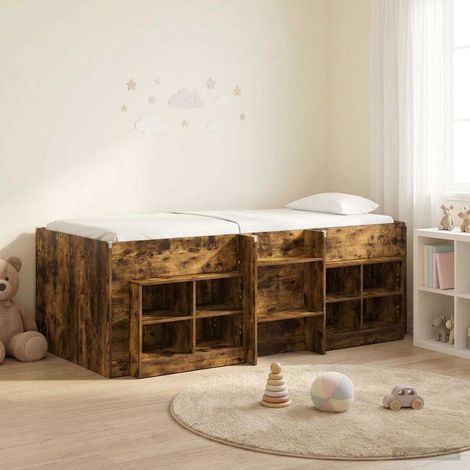Teenpull – Loft Bettgestell mit Schrank mit Regal 3 stk. Geräucherte Eiche (1/5)