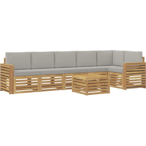 Ensemble de canapés d'extérieur 7 pcs Blanc et gris clair vidaXL (1/5)