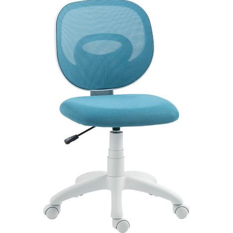 Chaise de bureau ergonomique sans accoudoirs bleue, dossier en maille respirante avec soutien lombaire en C, hauteur réglable et siège pivotant 360° CHICFURN (1/5)