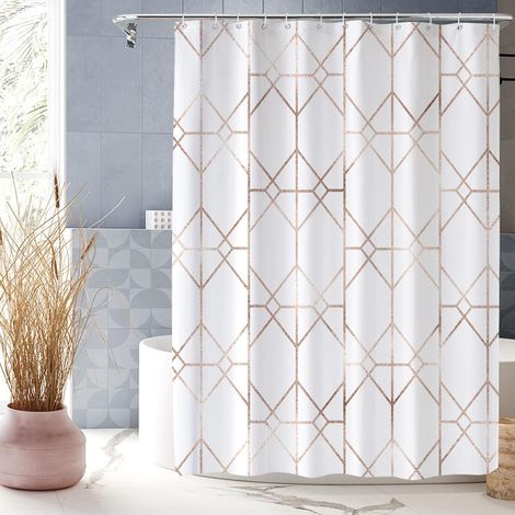 Rideaux de Douche Tissu Lavable 120 x 180 cm Personnalisable, Lesté, Antibactérien, Lavable, avec des Crochets Rideau Douche Anti Moisissure Imperméable, Abstrait (1/5)