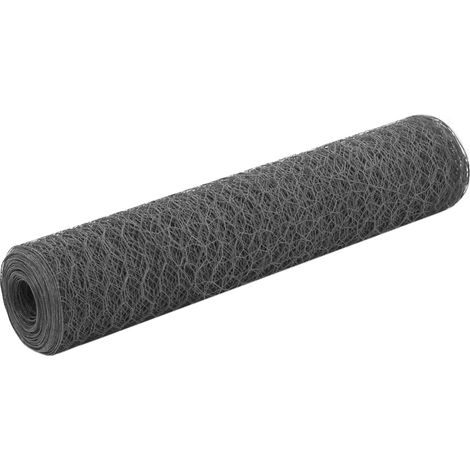 Clôture en fil d'acier avec revêtement PVC, 25 x 0,75 m, grise