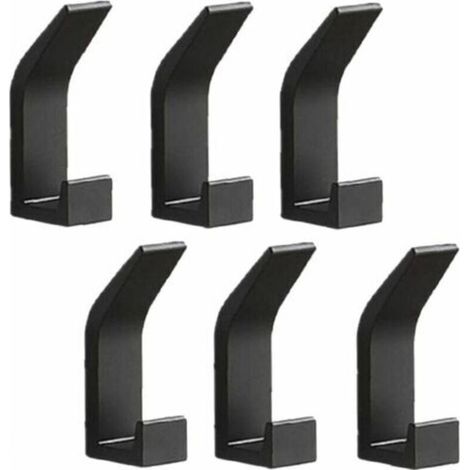 6er-Set Wandhaken, Handtuchhalter, Türhaken, kein Bohren erforderlich, Aluminiumhaken, selbstklebende Wandhalterung, Schwarz