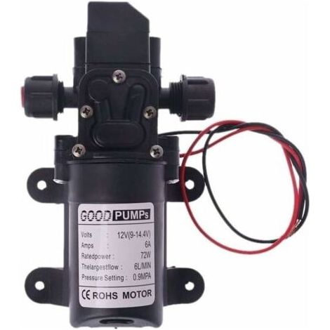 Pompe à eau pour camping car 12 V DC 12 V 70 W 130 PI 6 L/min Pompe à eau haute pression Pompe d'amorçage à membrane Pompe à eau pour camping car (Voltage : 12 V) (1/5)
