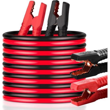 Câbles de démarrage pour batterie de voiture, câbles robustes avec gaine PVC, 4 m, 2000 A, pour démarrer les batteries déchargées (1/5)