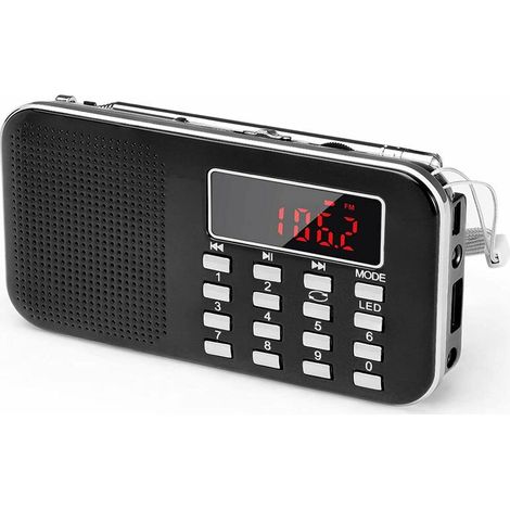 JKWG Radio Portable AM/FM, Poste Radio avec éClairage de Secours,Prise en Charge Micro SD/AUX/USB, Batterie Rechargeable de 1200 mAh (1/5)
