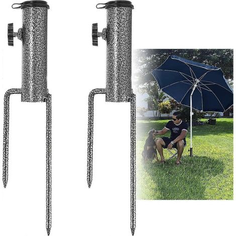Support de parapluie, 2 pièces, ancrage pour parapluie, support de parapluie élastique et réglable, support de parapluie en métal multi-usages pour Sandy B (1/5)