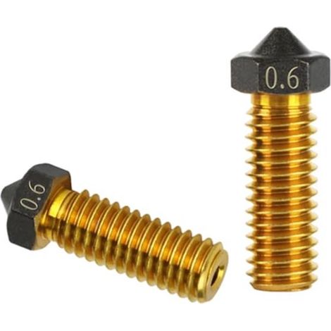 3D-Drucker-Ersatzteile – 3D-Druckerdüsen – 2-teilige Düsen aus vulkanischem Messing, 0,6 mm, ohne Anti-Brust-Kopf, geeignet für 1,75-mm-3D-Drucker