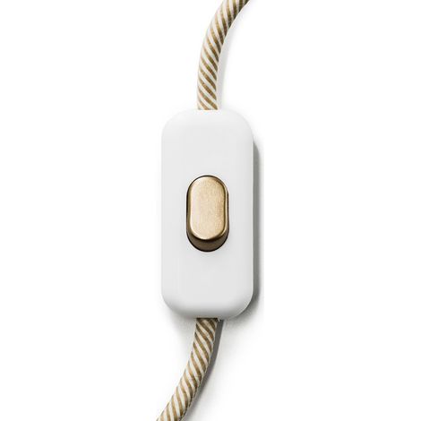 Creative-Cables Interrupteur unipolaire coupe-câble Creative Switch – (Blanc avec bouton bronze, 60 x 25 mm H 15 mm) – Tension 250V – Charge 2A
