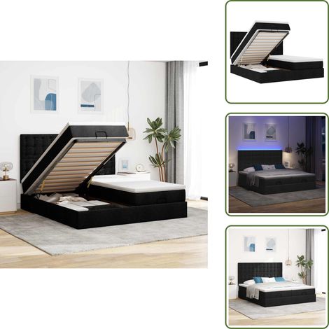 vidaXL Ottoman-Bett mit Matratzen & LEDs Schwarz 160x200 cm Stoff (1/5)