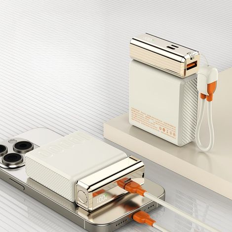 Batterie externe de 22,5 W, 10 000 mAh, charge ultra rapide avec câble intégré, mini-chargeur rapide bidirectionnel portable de grande capacité (1/5)