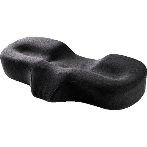 Almohada cervical de espuma viscoelástica, soporte ergonómico, forma cóncava, color negro. (1/2)