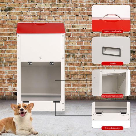 Distributeur de nourriture pour chien automatique, mangeoire gravitaire en métal pour animaux, station de repas extérieure étanche, capacité de stockage de nourriture pour animaux de compagnie (1/5)