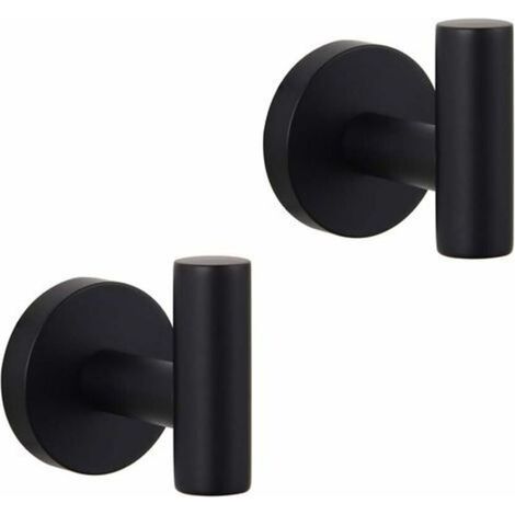 Bathroom Matte Black Coat Hook SUS 304 Stainless Steel Single Towel/Robe Clothes Hook for Bath Kitchen Contemporary Hotel Style Wall Mounted 2 Pack (1/5)