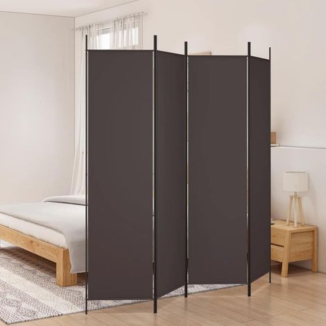 Paravent 4 panneaux séparateur de pièce pliable en tissu marron 200 x 200 cm - PANGIVO (1/5)