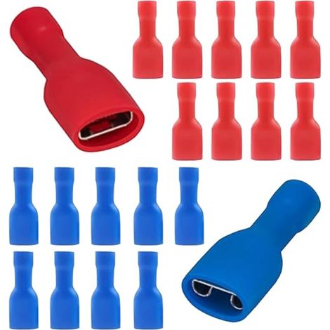 Bornes de Câble Femelles à Sertir, Cosses Électriques 6.3x0.8mm à Déconnexion Rapide, Connecteurs Vinyle Isolés pour Sections 1.5-2.5mm² (16-14 AWG) (1/5)
