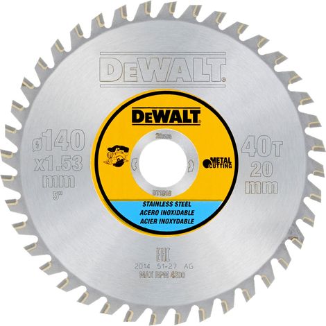 DEWALT DT1918-QZ Circ saw blade (S/Steel) 140mm x 20mm x 40T