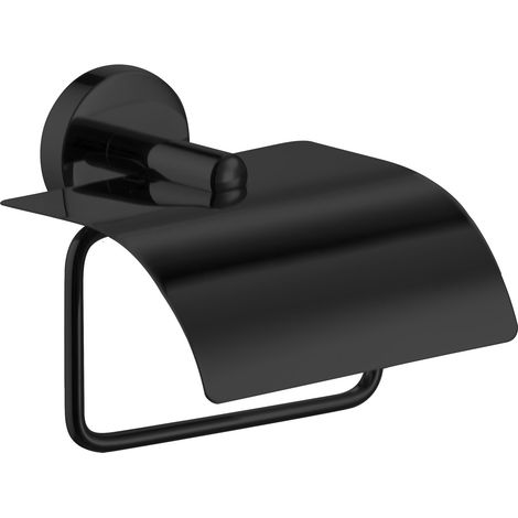 Portarrollos con tapa adhesivo, serie ECO, acabado negro mate - MANILLONS TORRENT
