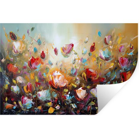 Wall Sticker Flowers - Art - Nature - Oil painting 60x40 cm (1/5)