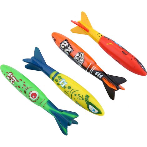 Set mit 4 minenförmigen Poolspielzeugen, Tauchspielzeugen für Unterwasserspaß und zum Schwimmenlernen. (1/5)