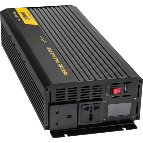 Mophorn 2000W Reiner Sinus-Wechselrichter DC 12V auf AC 240V, Auto-Spannungswandler mit USB-Anschluss, LCD-Display, Fernbedienung für Wohnmobil, LKW, Camping, Laptop – Blau (1/5)