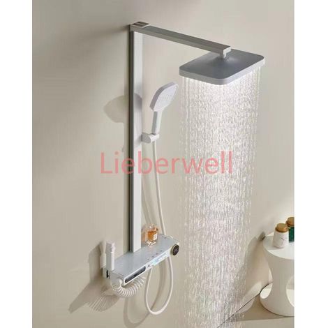 Ensemble de pomme de douche numérique intelligente à température constante, avec lumière d'ambiance ciel étoilé, 5 fonctions, corps en cuivre raffiné (1/4)