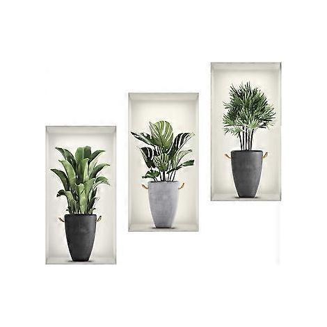 3D-Vasen-Wandaufkleber – 3D-Wandaufkleber mit Pflanzenmotiv fürs Wohnzimmer – Wandaufkleber mit grünen Pflanzen, DIY-3D-Vinyl-Wandaufkleber, geeignet für Wohnzimmer, Schlafzimmer und mehr