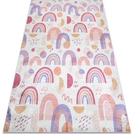 Tapis lavable BAMBINO 61480 Arc-en-ciel, points pour les enfants antidérapant - crème / rose beige 120x170 cm (1/5)