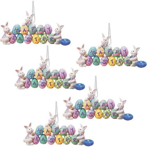 Objet décoratif - Décorations de Pâques - Lapin - Oeufs multicolores - Intérieur