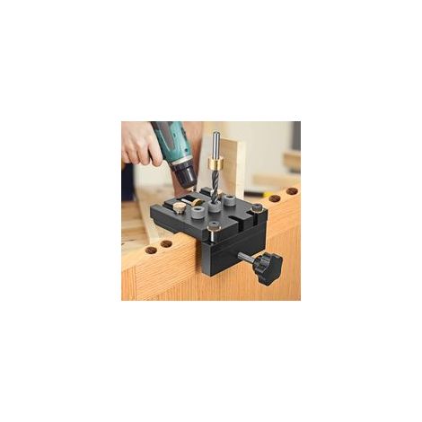 Dima per foratura del legno, dima 3 in 1 (6/8/10/15 mm), posizionatore per fori, dima per fori a tasca - Crezuo