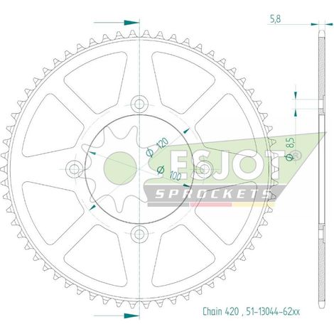 Couronne alu 420 - 62 dents