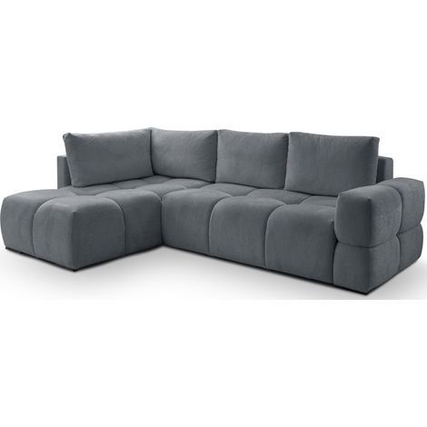 Selsey Taremi – Ecksofa Schlaffunktion, Bettkasten, hydrophober Chenille, beidseitig, Dunkelgrau