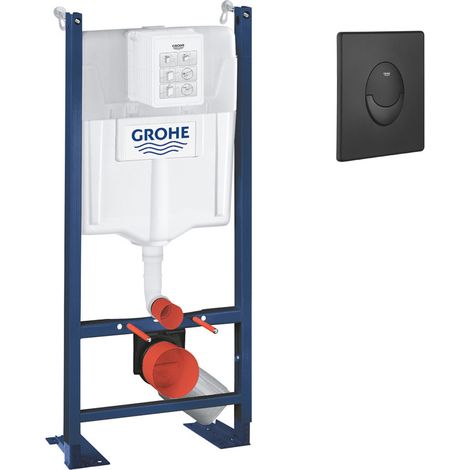 Grohe RAPID SL Project bâti support autoportant pour WC, 1.13 M + Plaque de commande double touche, noir mat (39145000) (1/5)
