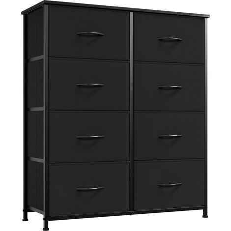 Stoffkommode mit 8 Schubladen, Schwarz, 80x30x93 cm (1/5)