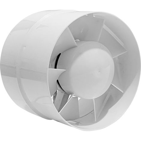 Ventilateur en ligne pour systèmes d'extraction canalisés dans les salles de bains et les cuisines, 4 pouces, avec moteur intégré à protection thermique (APC10-B blanc 4 pouces) (1/2)