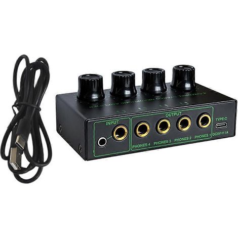 Rauscharmer 4-Kanal-Stereo-Audioverstärker, professioneller Kopfhörerverstärker für Mischpult, PC und Gitarre (SET 1) (1/5)