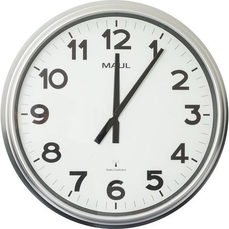 MAUL Moderne Wanduhr Silber 61 cm Durchmesser