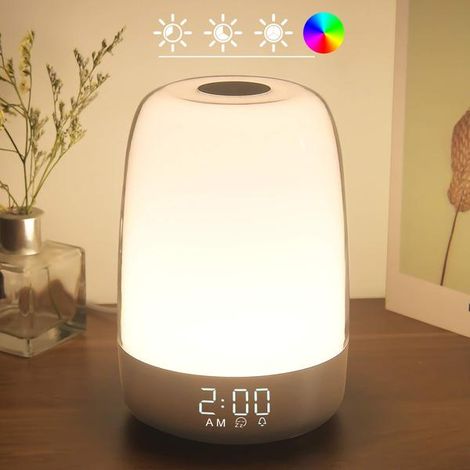 Réveil avec simulation de lever de soleil, commande tactile, éclairage d'ambiance RGB, minuterie et intensité variable (1/4)
