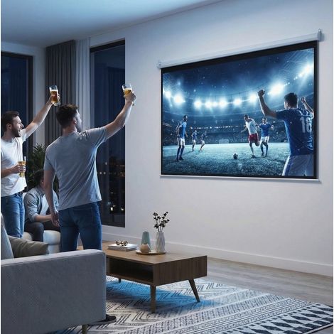 Pantalla de proyector eléctrica 84 pulgadas 4:3 con mando a distancia 171 x 130 cm blanca (1/5)